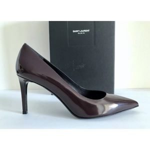 SAINT LAURENT PARIS BURGUNDY LEATHER PUMPS 39 YSL